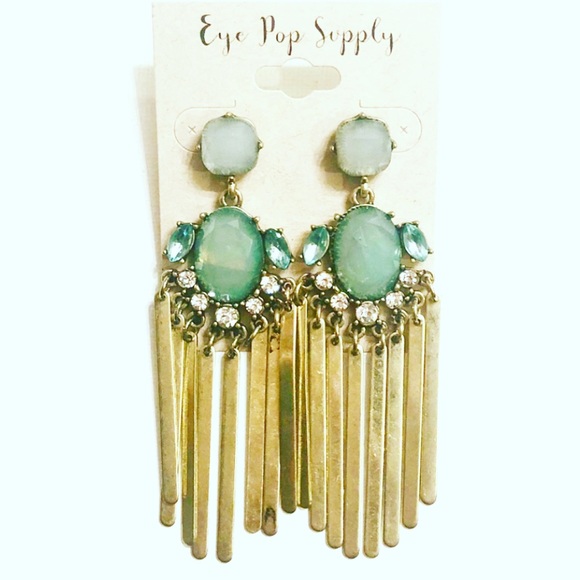 Drop Fringe Earrings Brass And Cubic Zirconia